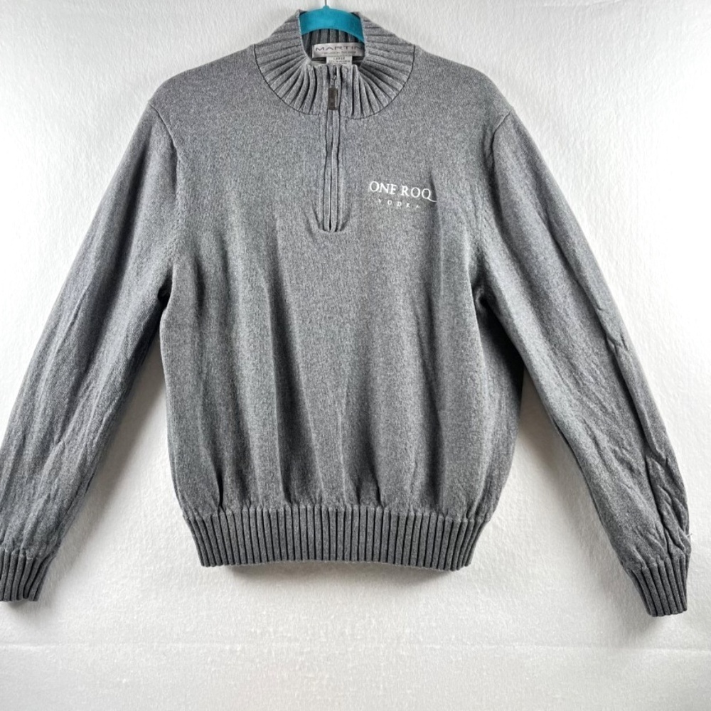 Martin 1/4 Zip Golf Sweater Pure Merino Wool Lined One Roq Vodka Gray Size Large